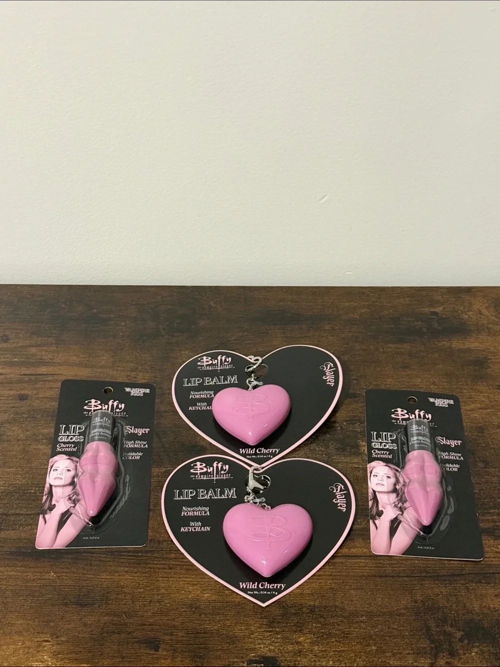 Buffy The Vampire Slayer Wild Cherry Kiss Lip Balm & Lip Gloss New Lot Of 4